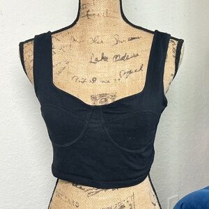 wild fable Black Cropped Tank with Structured Bust